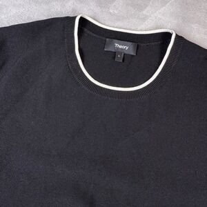 Theory Black Short Sleeve Crew Neck Sweater Knit Top Women's Size L